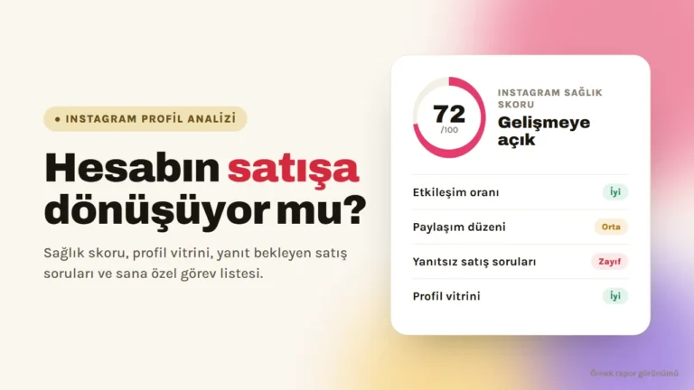 Instagram Profil Analizi örnek rapor görünümü