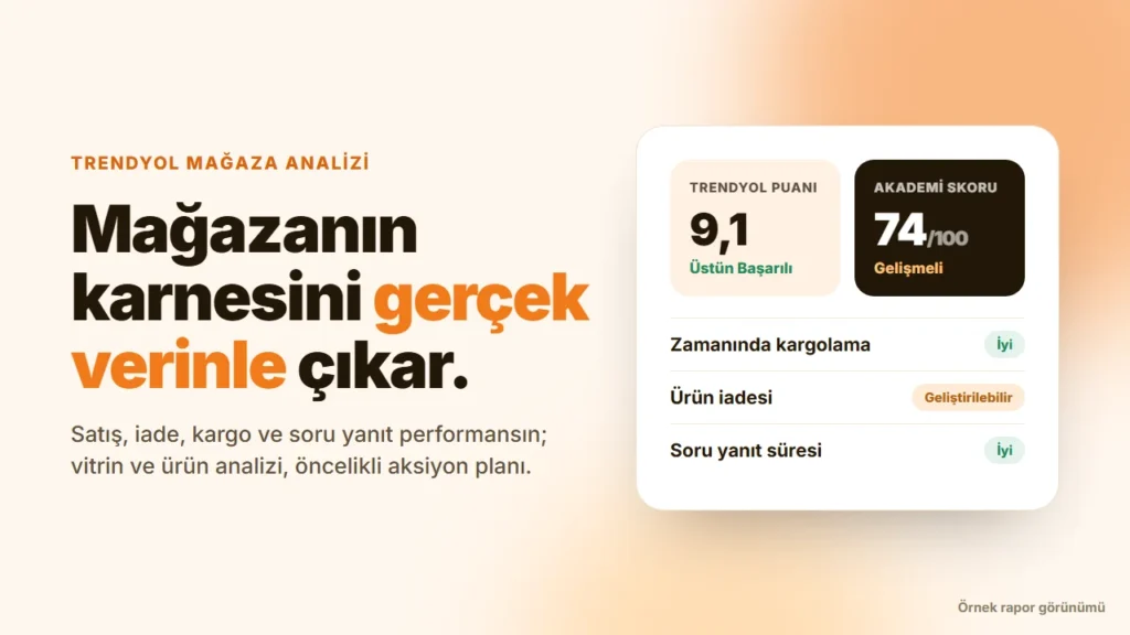 Trendyol Mağaza Analizi örnek rapor görünümü