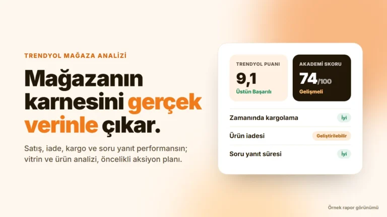 Trendyol Mağaza Analizi örnek rapor görünümü